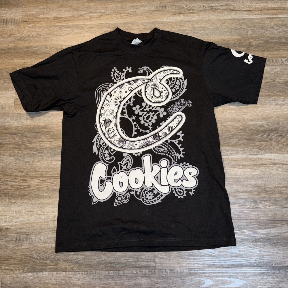 Cookies SF x Shaka Wear Shirt Mens L Short Sleeve Black Paisley Graphic Heavy